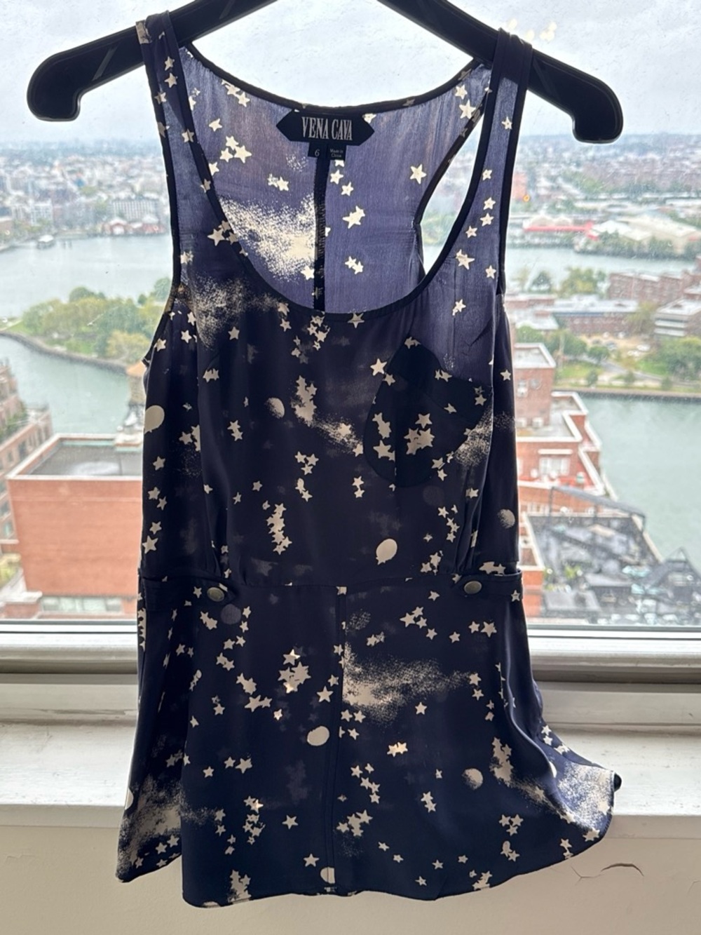 Vena Cava Navy and Cream Star Print Sleeveless Camisole